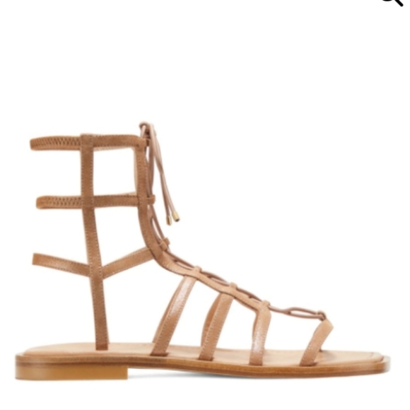 Stuart Weitzman Kora Lace-up Gladiator Sandals Tan -7 - Picture 2 of 9